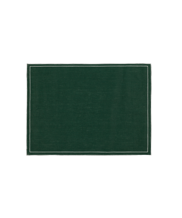 Pair of Rectangular Waxed Linen Placemats, Forest Green
