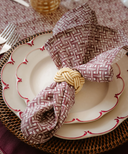 Basketweave Table Linens, Burgundy, with Napkin Ring