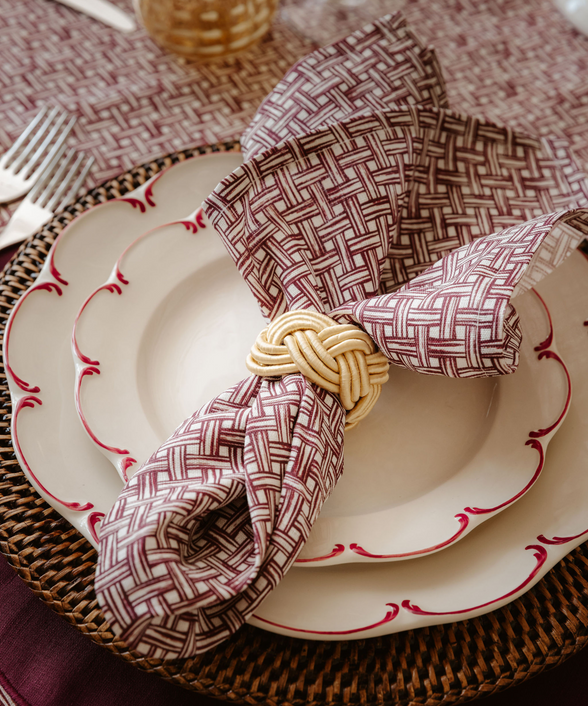 Basketweave Linen Napkin, Burgundy
