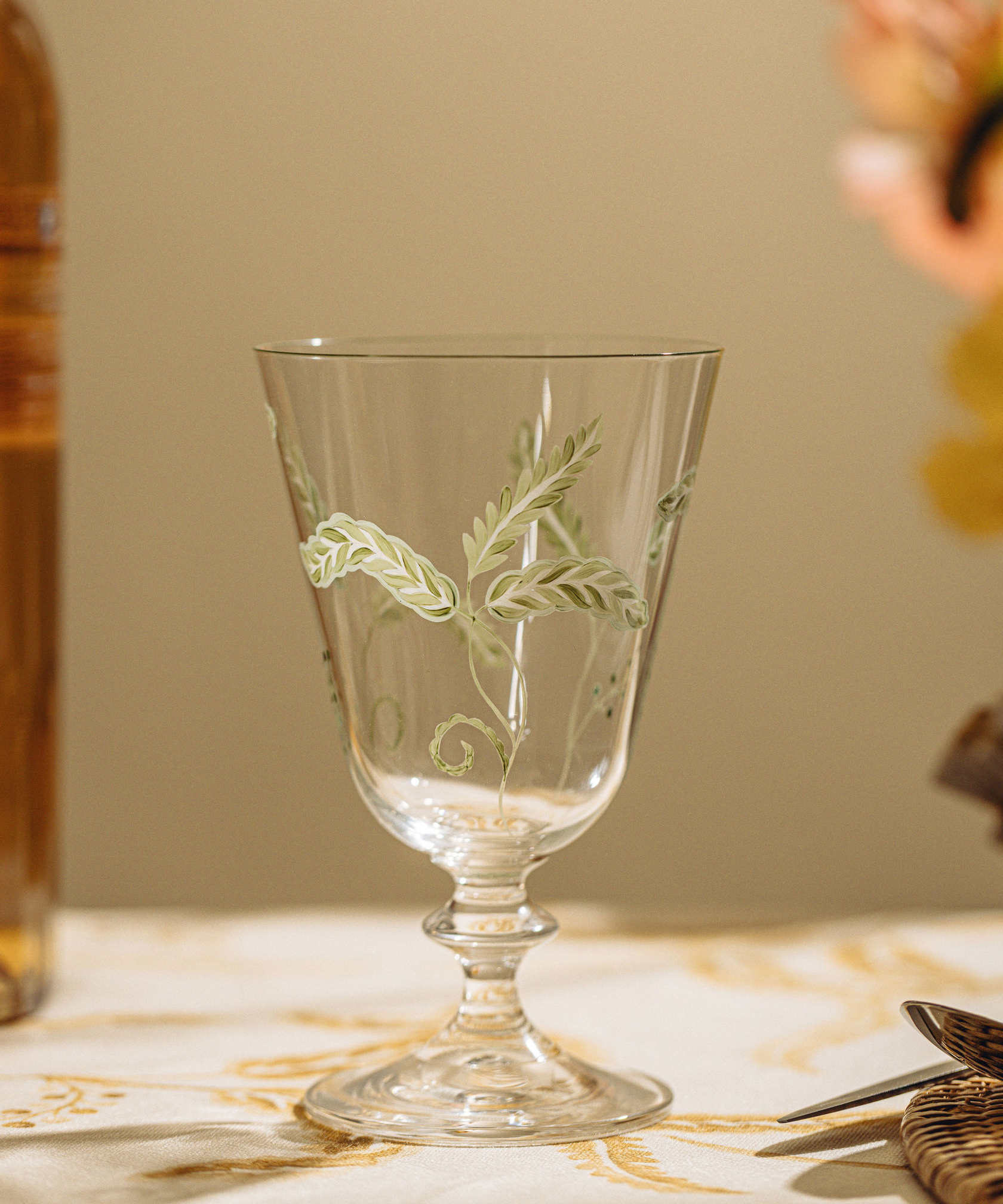 Prairie Handpainted Stemmed Glass, Lifestyle, Detail