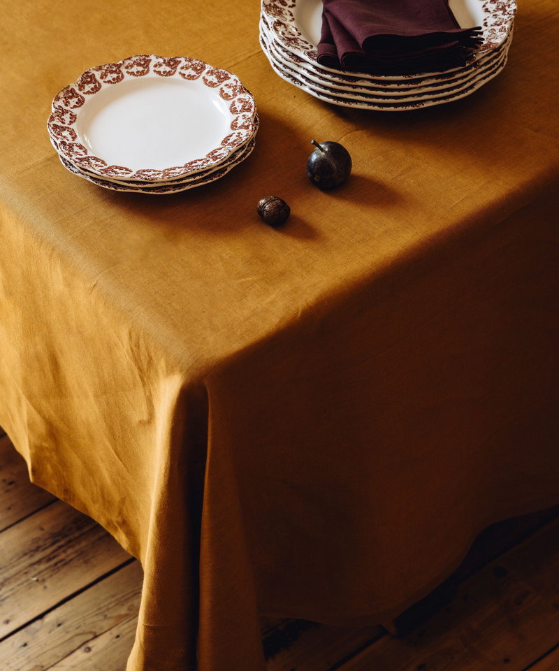 Classic Linen Tablecloth, Tobacco