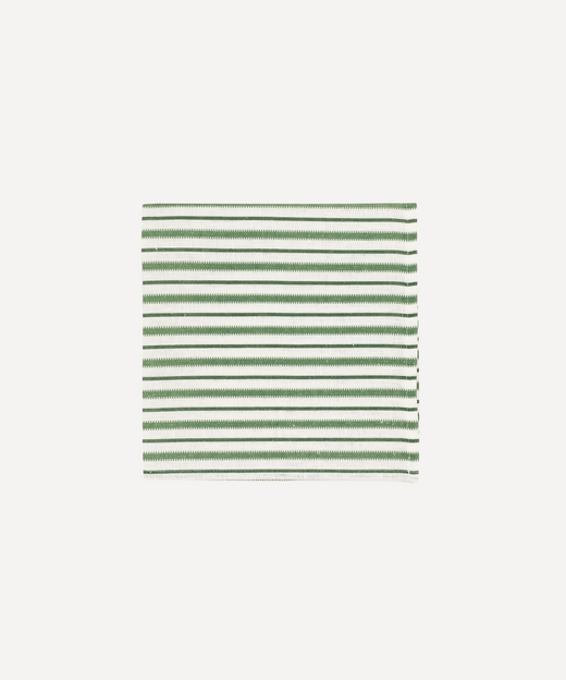Victoria Striped Linen Napkin, Fir Green