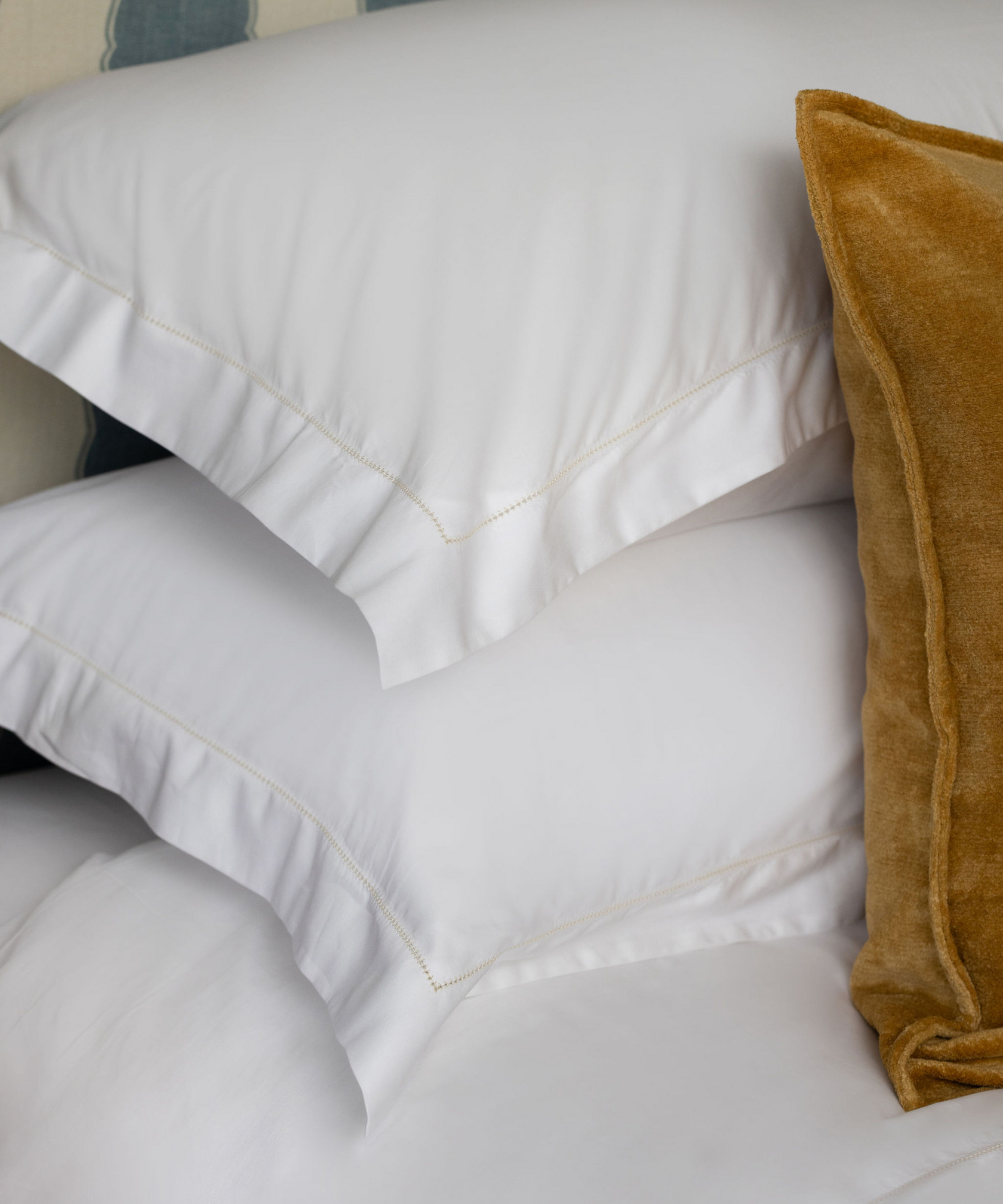 Porto Hemstitch Bed Linen, Straw