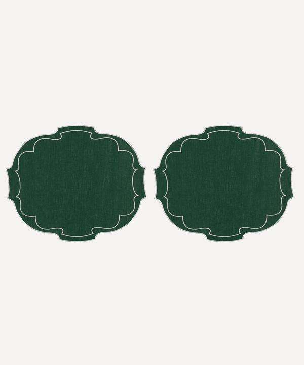 Pair of Francesca Waxed Linen Placemats, Forest Green