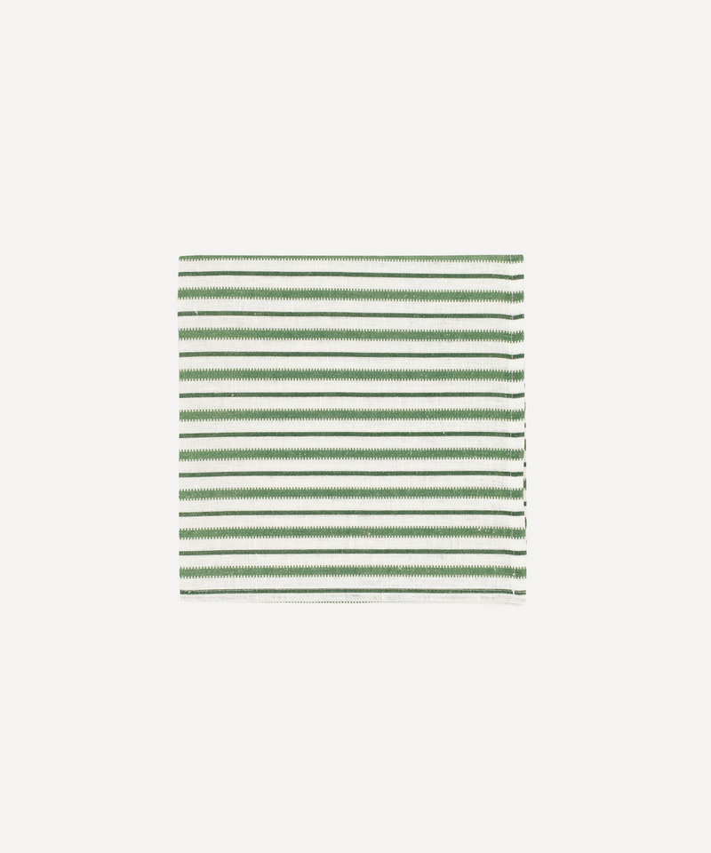 Victoria Striped Linen Napkin, Fir Green