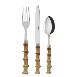 Luxury Bamboo handle cutlery set Sabre stainless steel, natural Bamboo wood handle