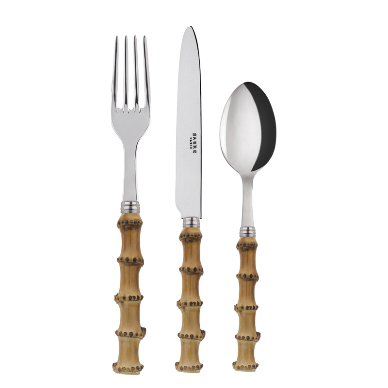 Luxury Bamboo handle cutlery set Sabre stainless steel, natural Bamboo wood handle
