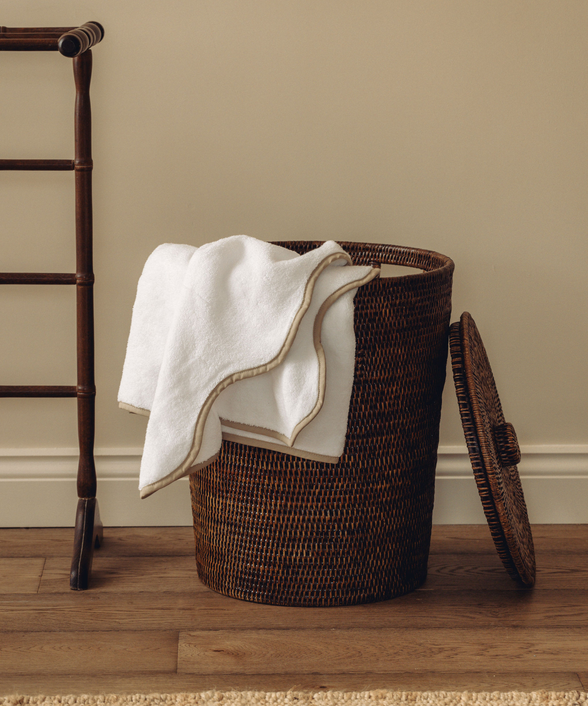 Rattan Round Laundry Basket, Brown