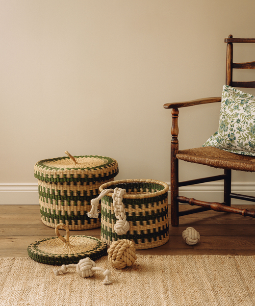 Set of 2 Orla Baskets, Fern Green, Bedroom Lifestyle