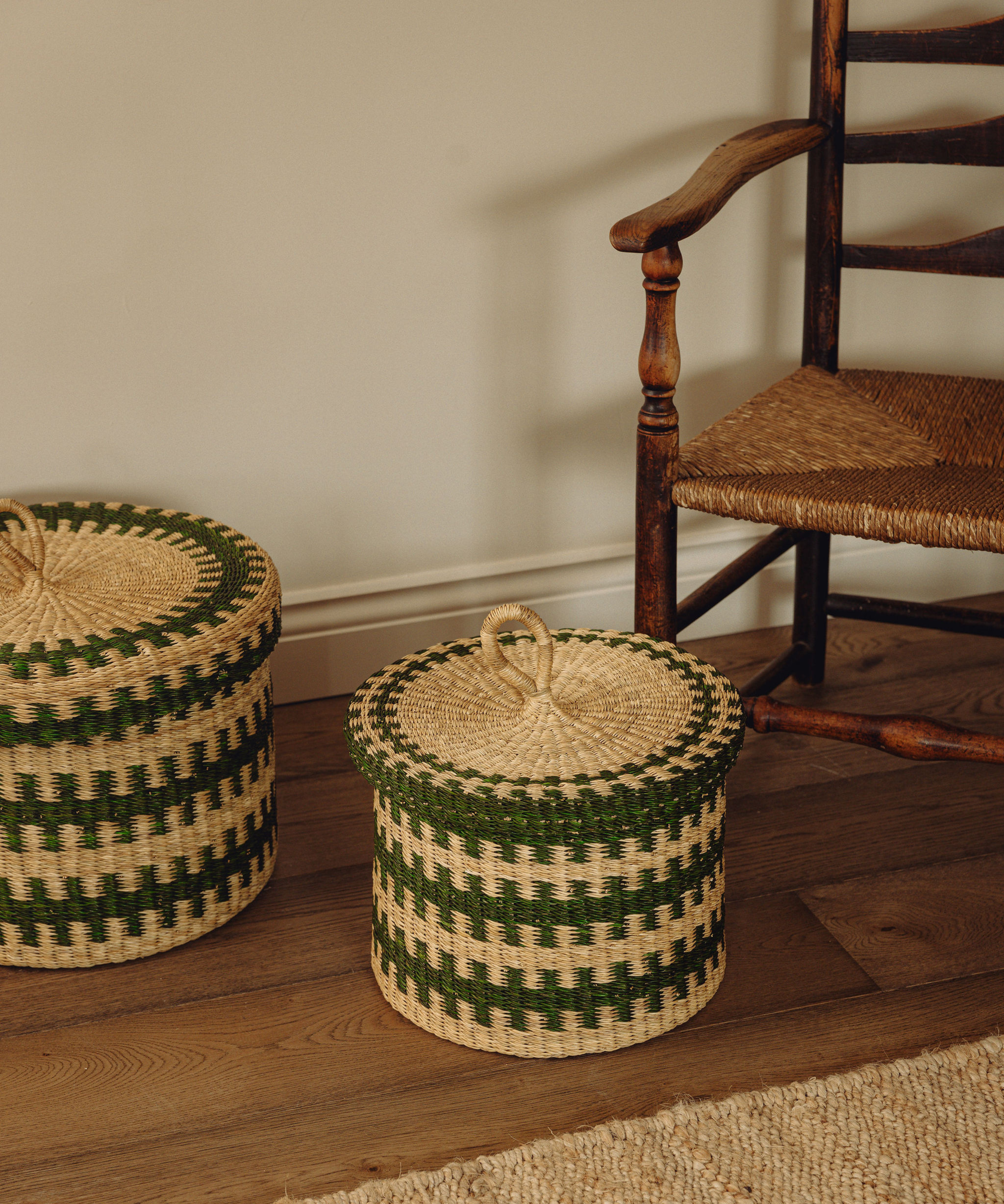 Set of 2 Orla Baskets, Fern Green, Two Sizes Detail