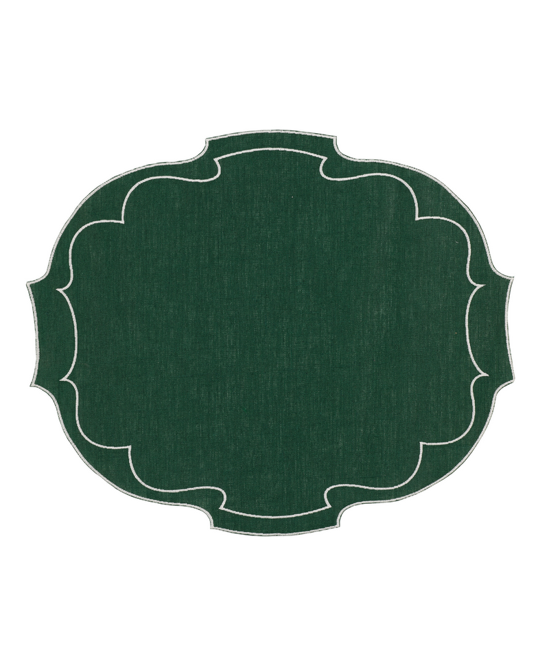 Pair of Francesca Waxed Linen Placemats, Forest Green