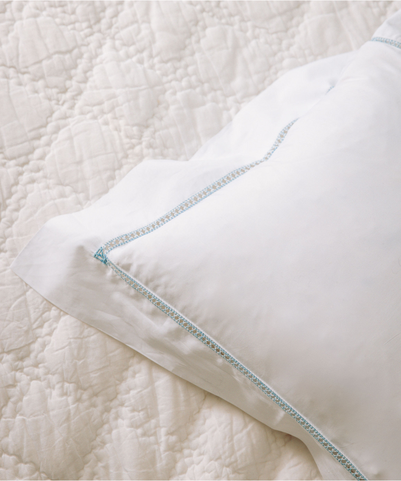 Rebecca Udall Georgiana Ladderstitch Bed Linen, Dusky Blue, Detail