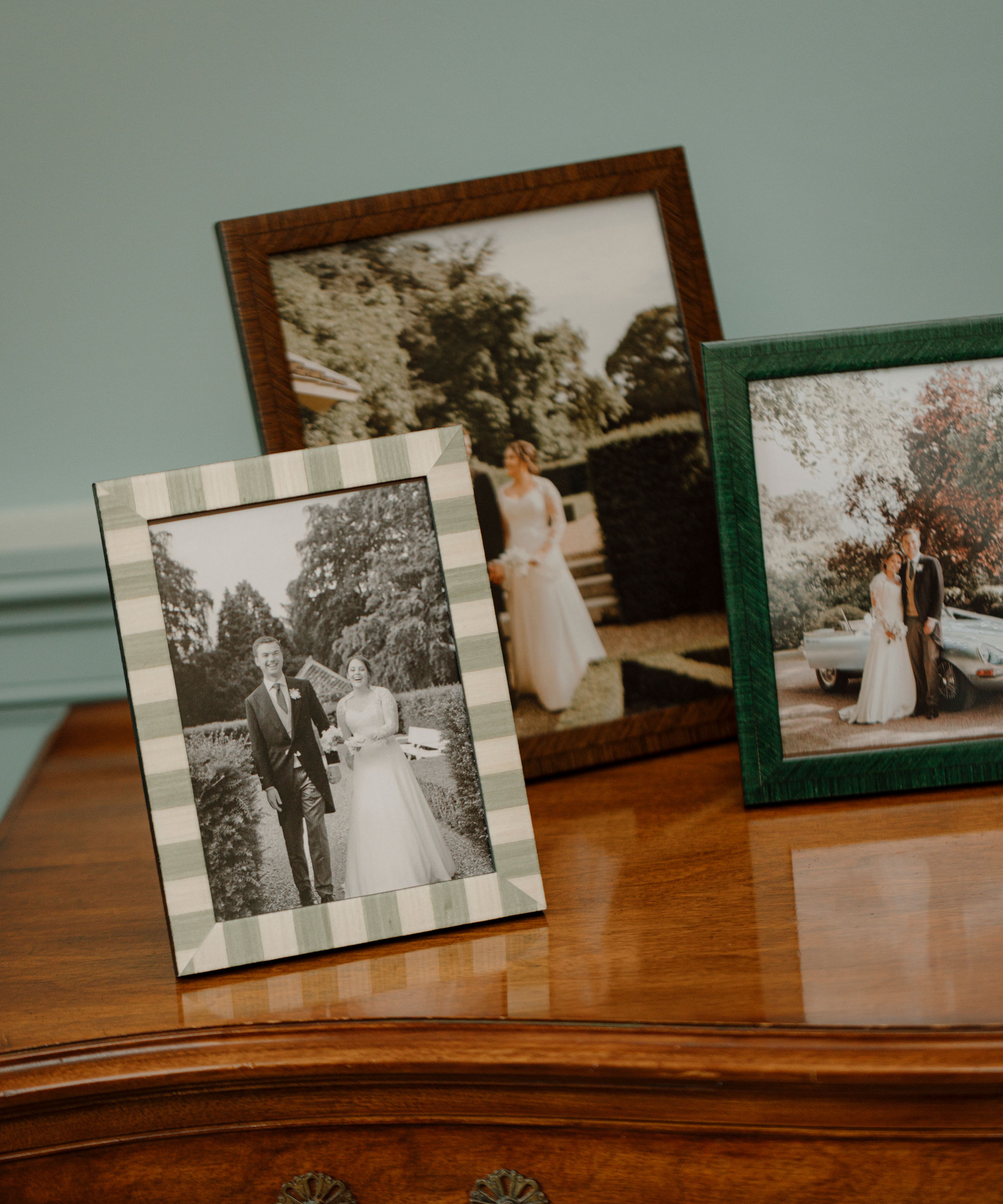 Pistachio Green Stripe wooden marquetry Bianca Photo Frame, Rebecca Udall