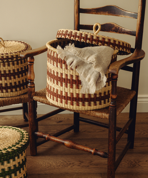 Set of 2 Orla Baskets, Chestnut Brown, Bedroom Lifestyle