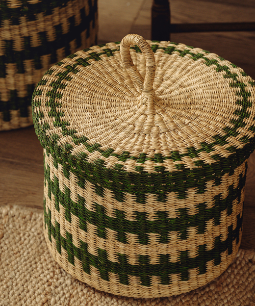 Set of 2 Orla Baskets, Fern Green, Pattern Detail
