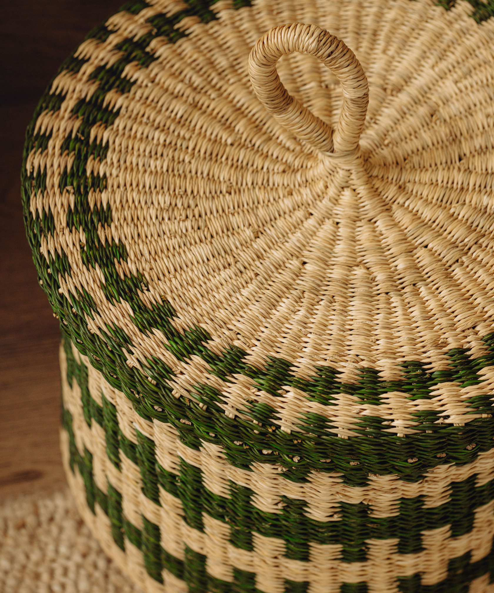 Set of 2 Orla Baskets, Fern Green, Lid Detail
