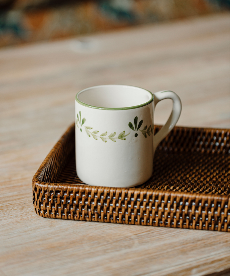 Rebecca Udall, Elouise Mug Green with Rattan Decoration Tray