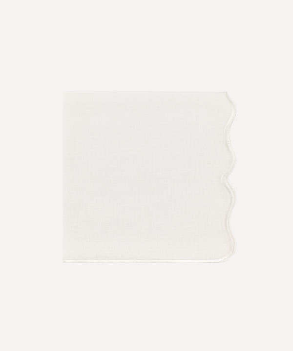 Scalloped Linen Napkin, White