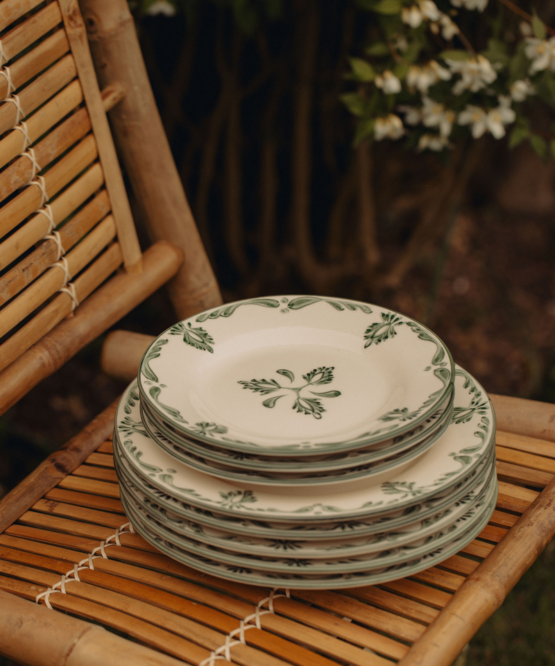 Rebecca Udall Eleanor Dessert Plate Green with the Eleanor Dinner Plates