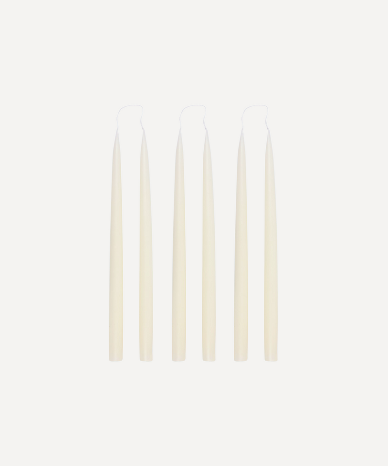 Set of 6 Danish Taper Candles, Ivory