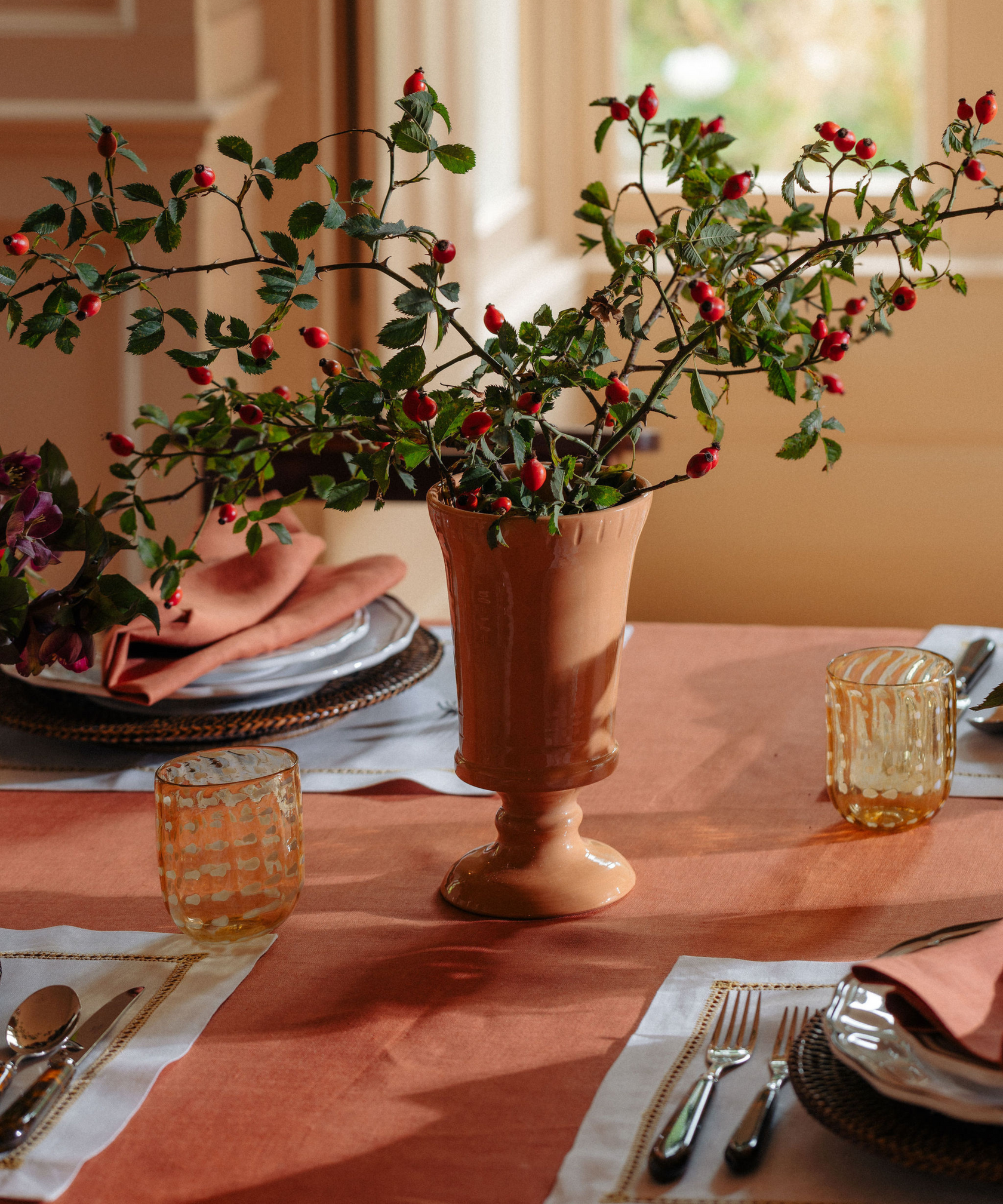 Flora Ceramic Urn Vase, Terracotta