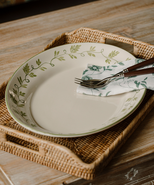 Rebecca Udall Ava Platter, Green with the Hellebore Napkin