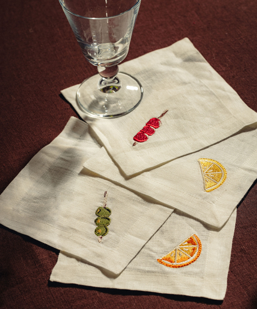 Set of 4 Garnish Cocktail Napkins