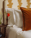 Frances Velvet Cushion, Warm Honey, with Frame Bed Linens