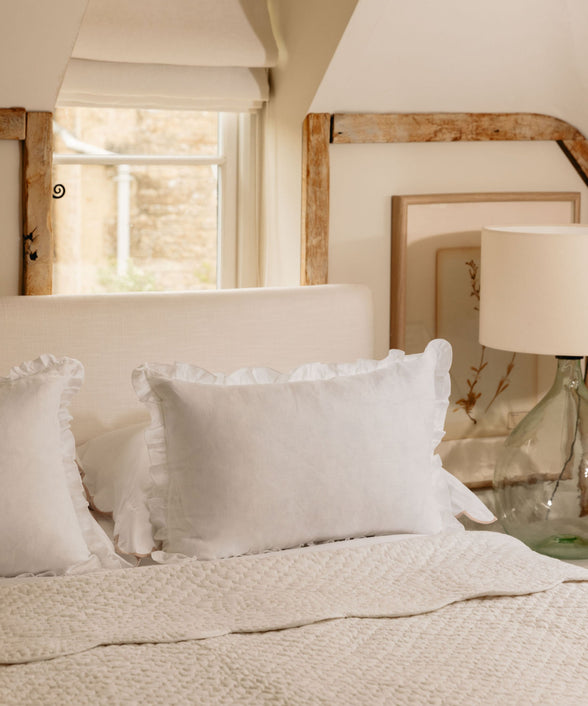 Rebecca Udall Ruffle Linen Cushion Cover, White