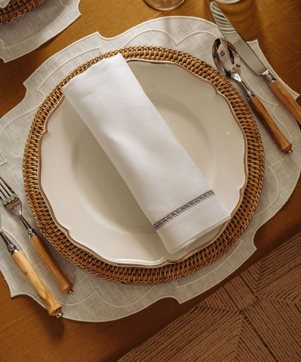 Pair of Francesca Waxed Linen Placemats, Ivory