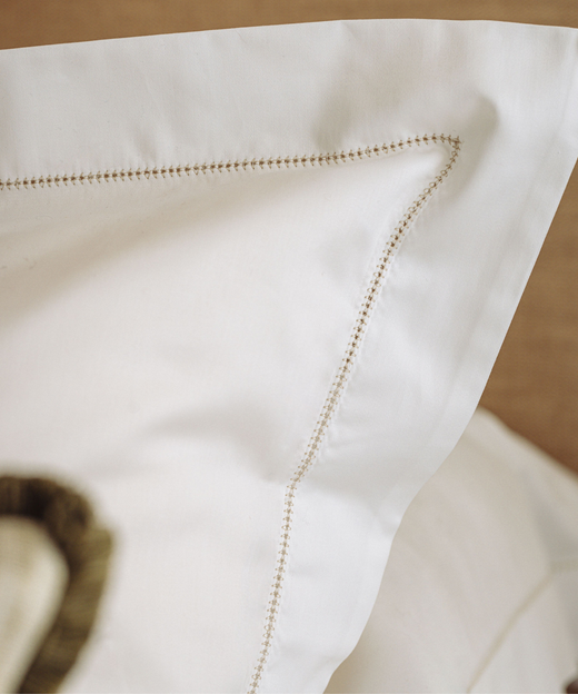 Porto Hemstitch Bed Linen, Straw