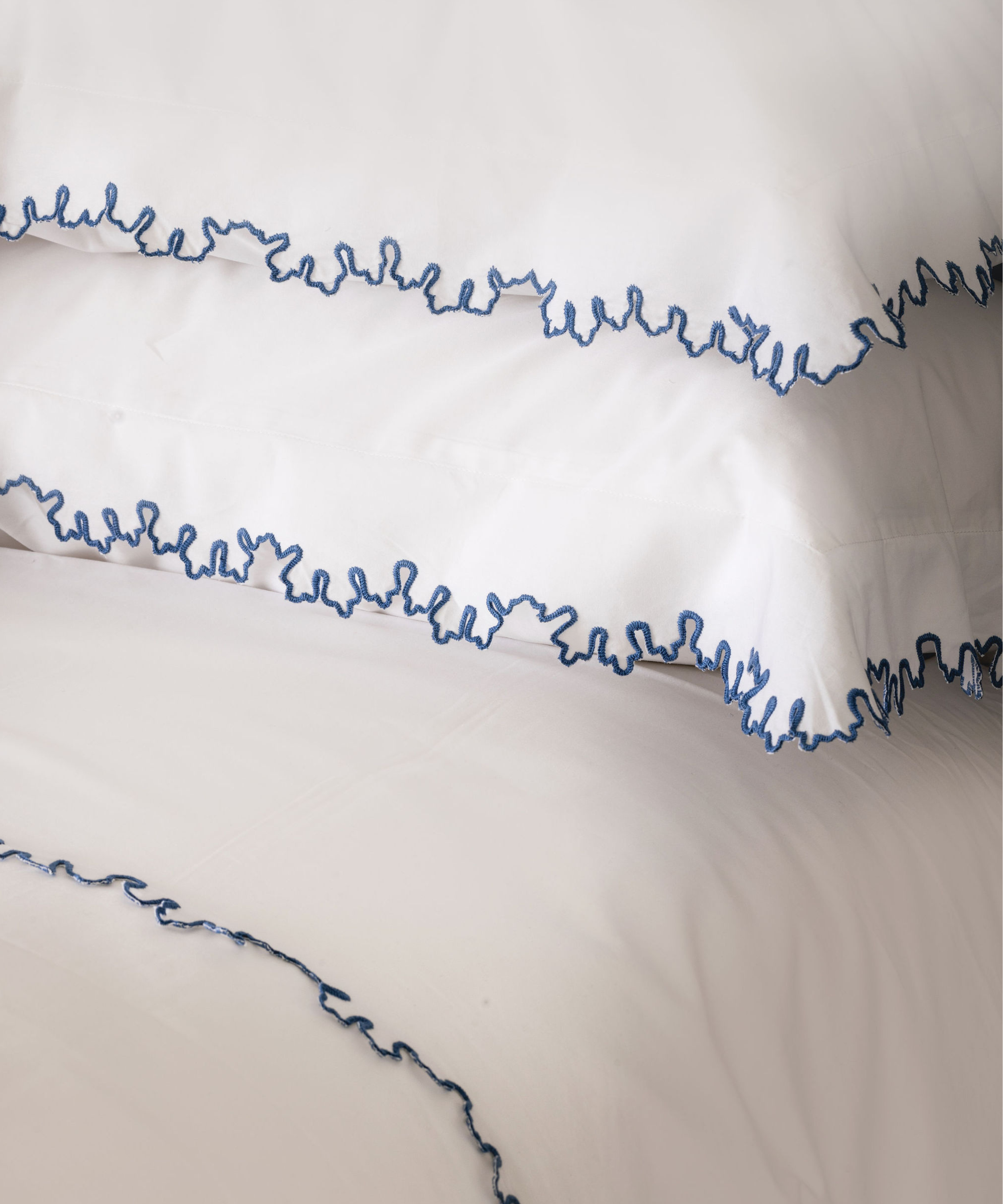 Thea Scalloped Bed Linen, Denim Blue, Detail