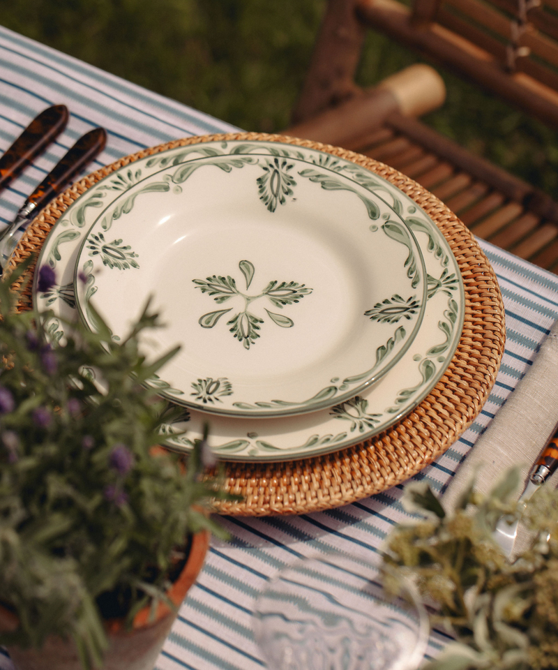 Rebecca Udall Eleanor Dessert Plate Green Dinner Setting