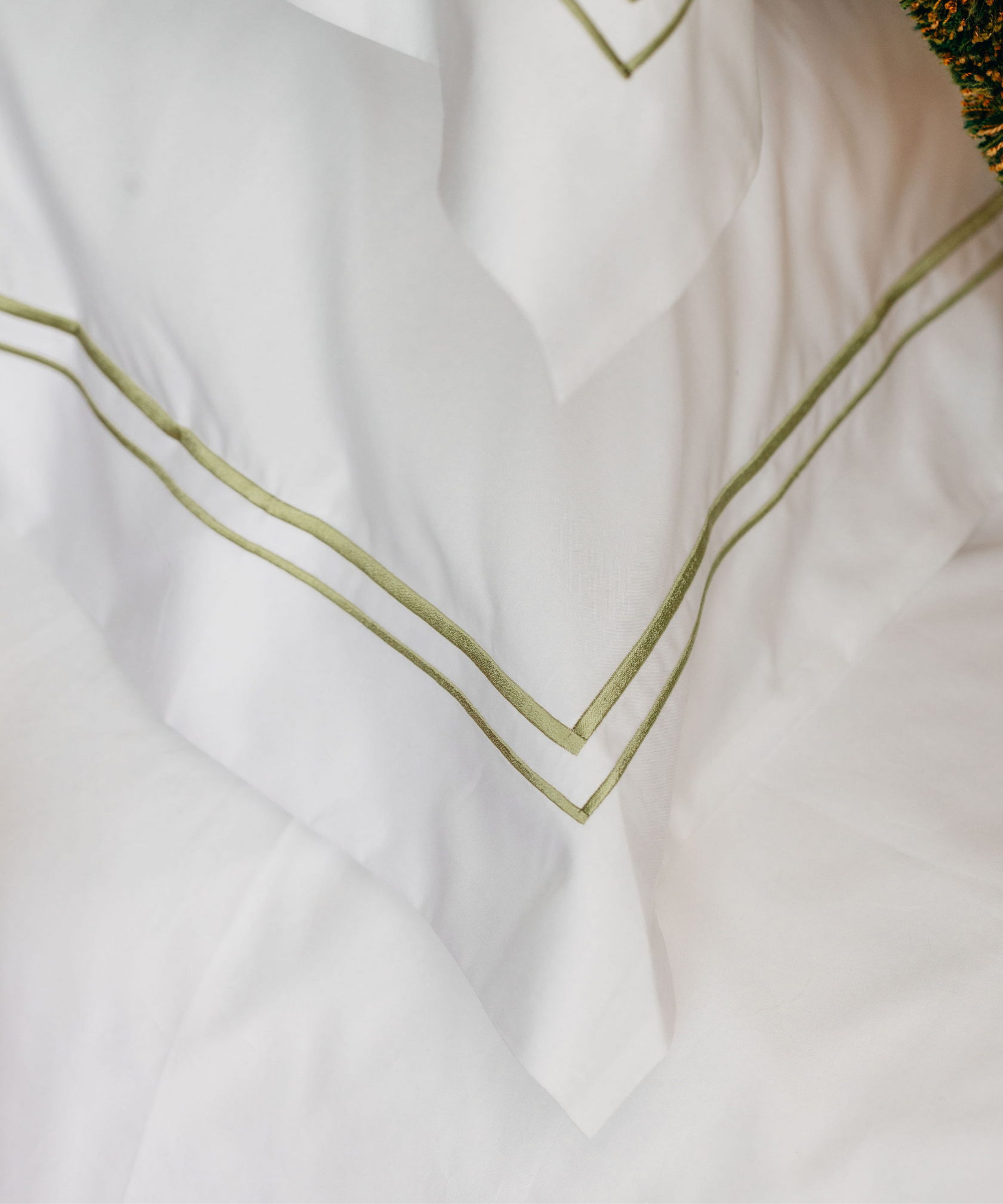Evora Double Row Corded Bed Linen, Sage, Pillow Detail