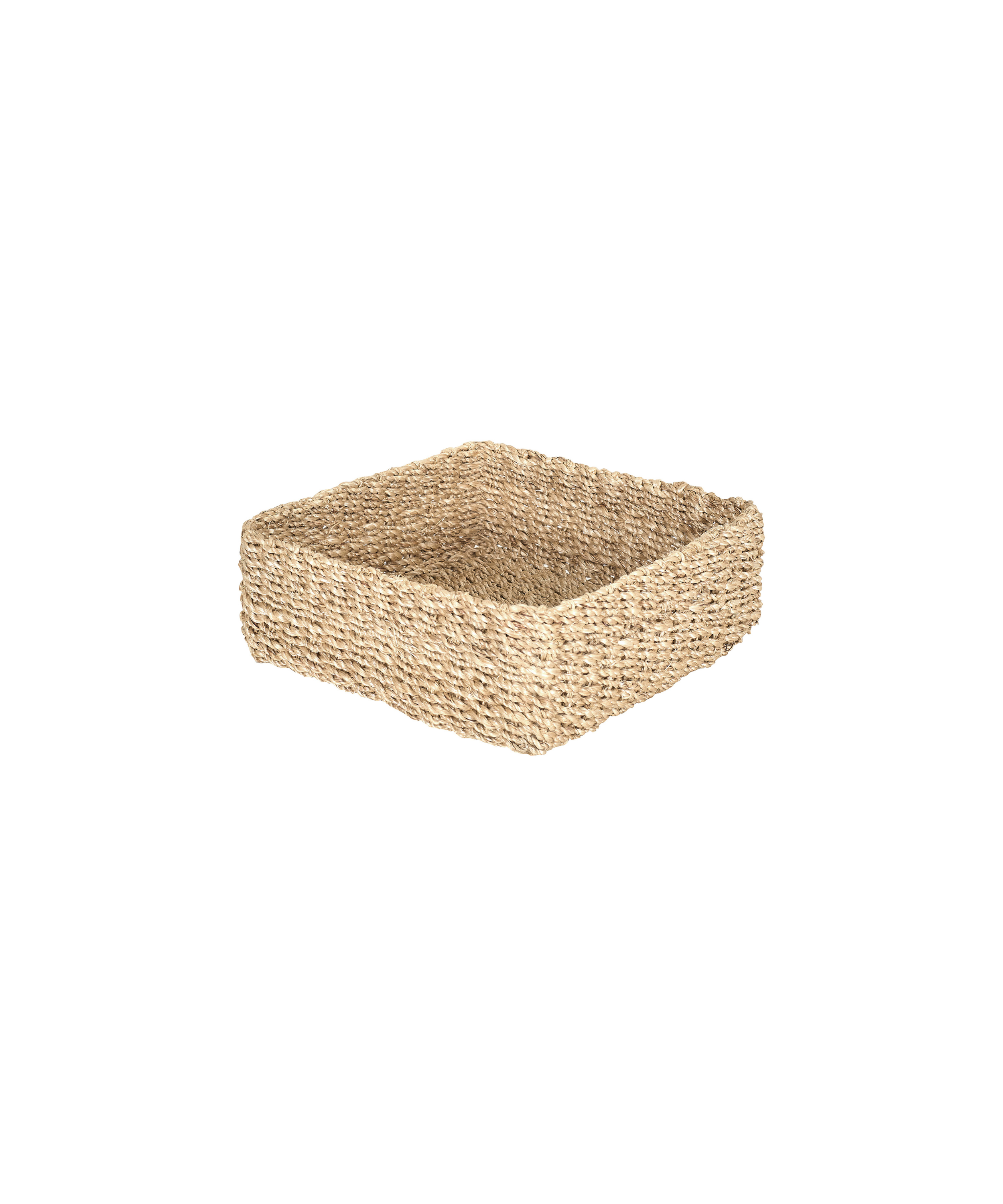 Rebecca Udall, Light brown small-sized square rattan wicker handwoven storage organisation basket, Light Brown