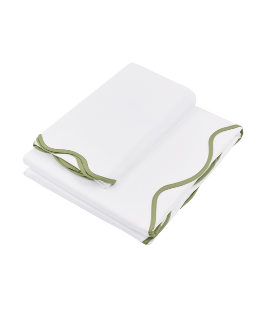 Alexandra Wavy Scalloped Top Sheet, Sage Green