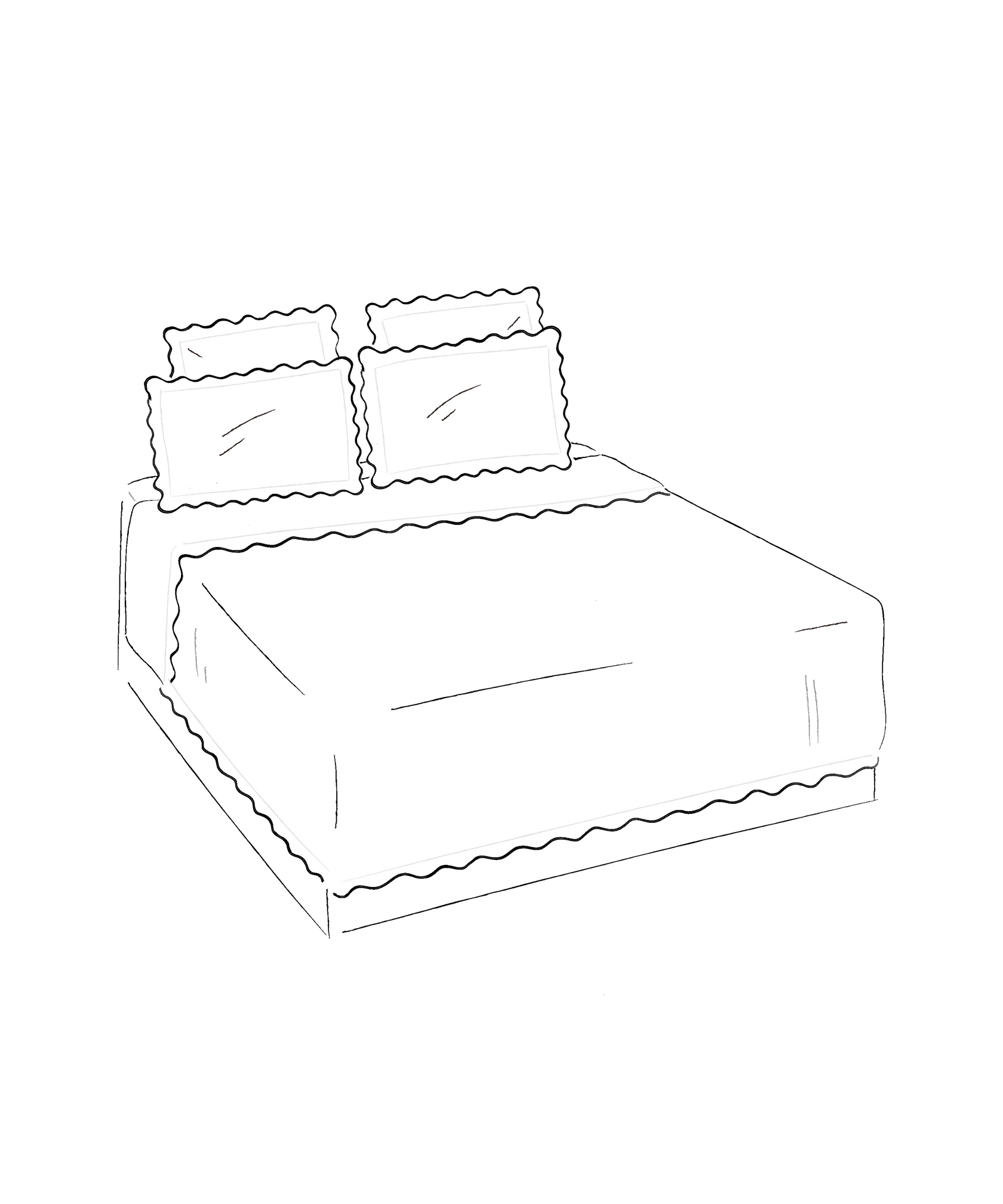 Alexandra Wavy Scalloped Bed Linen, White, Diagram