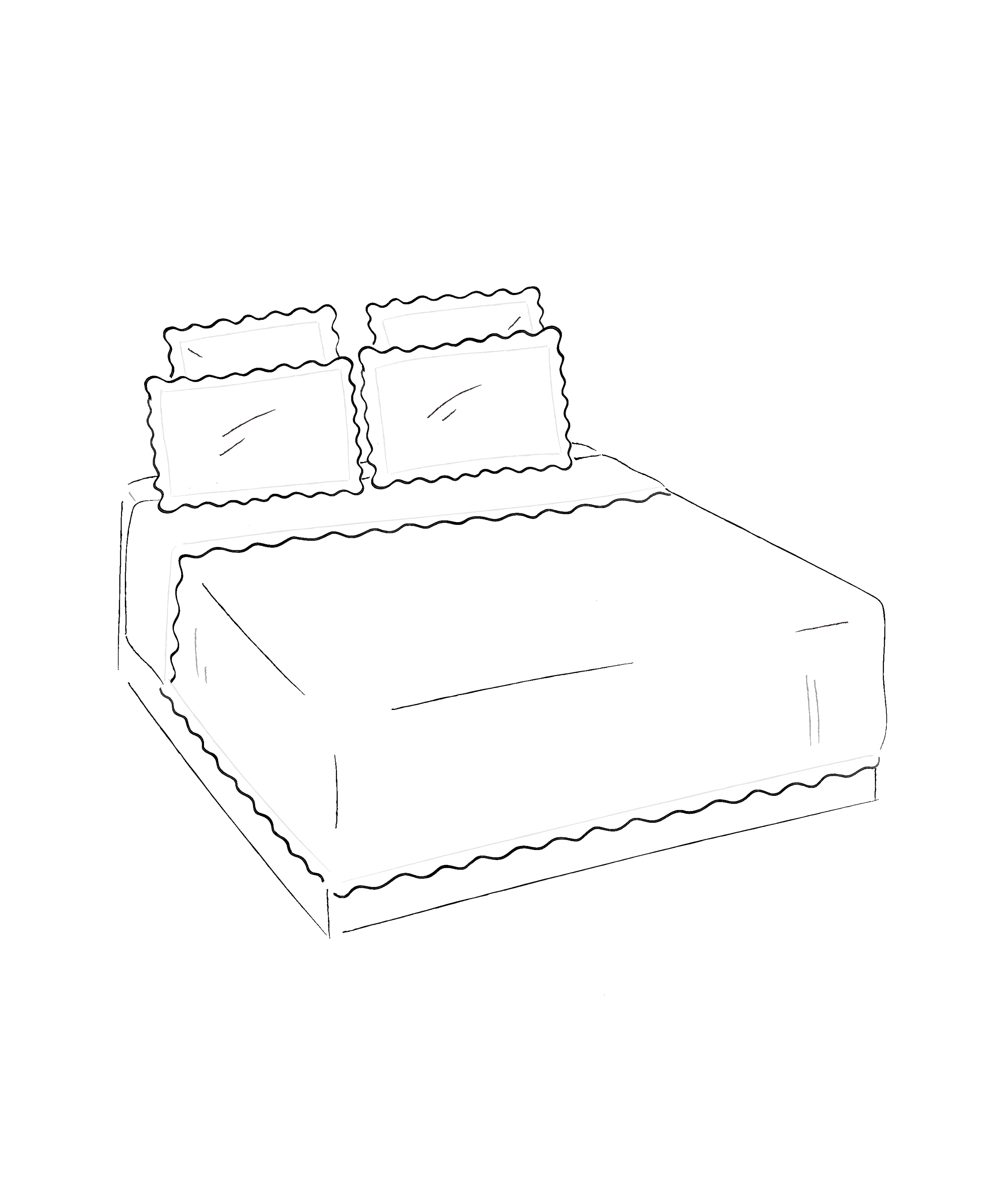 Alexandra Wavy Scalloped Bed Linen, White, Diagram