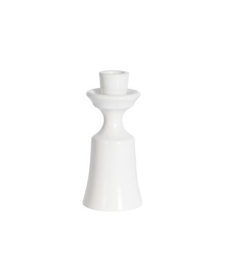 Alma Short Candlestick, White, Cut Out
