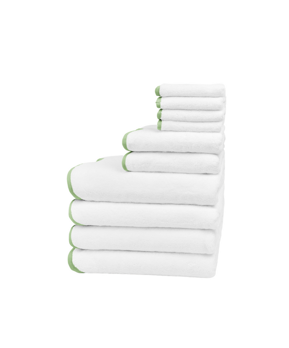 Amelia Scalloped Bath Towel Family Bundle, Asparagus