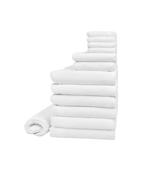 Amelia Scalloped Bath Towel Large Family Bundle, White