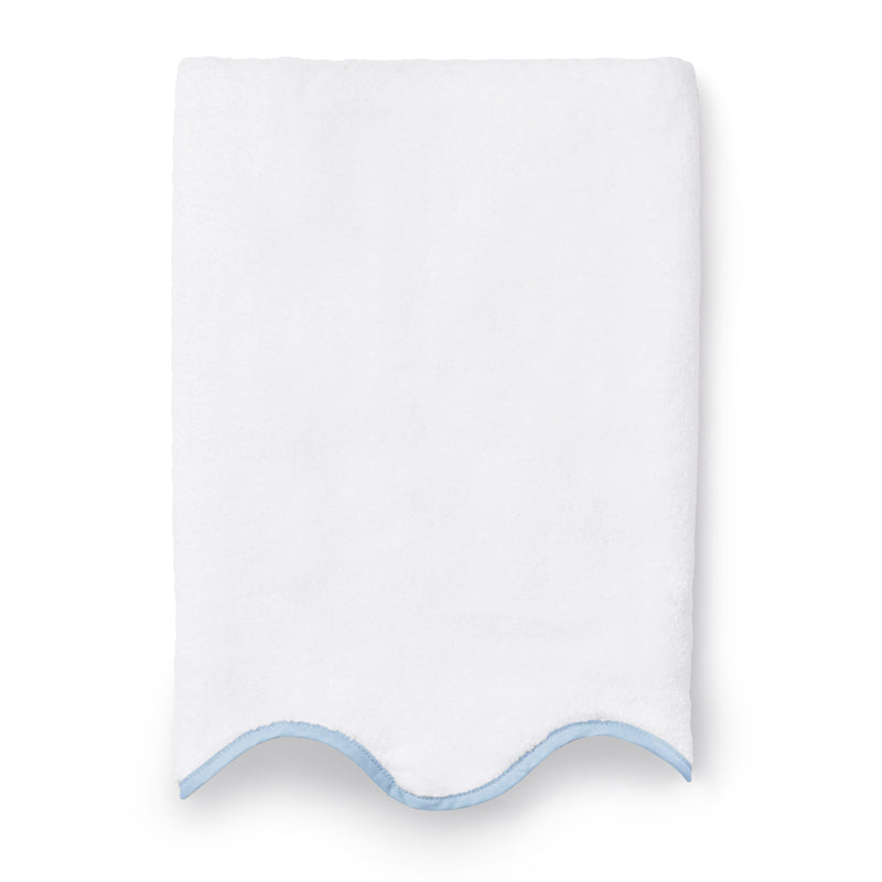 Rebecca Udall Luxury scalloped wavy soft and absorbent cotton bath towels, white powder blue