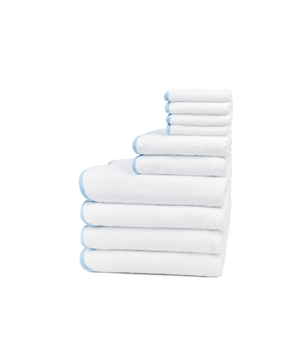 Amelia Scalloped Bath Towel Family Bundle, Powder Blue