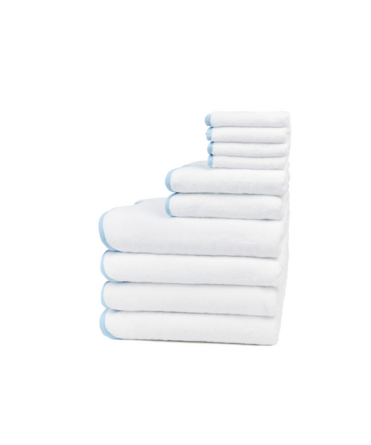 Amelia Scalloped Bath Towel Family Bundle, Powder Blue