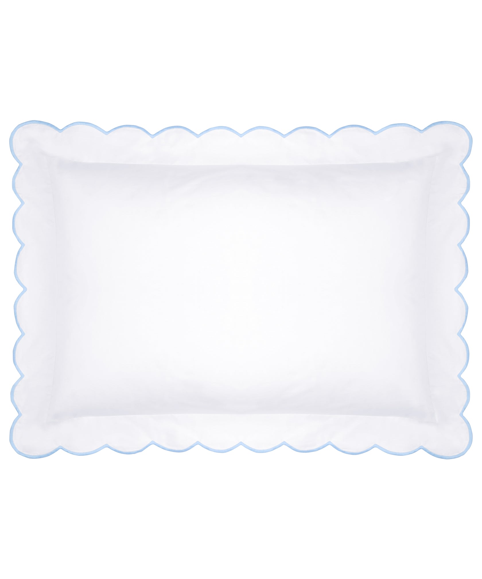Annabelle Scalloped Pillowcase, Powder Blue, Cut Out