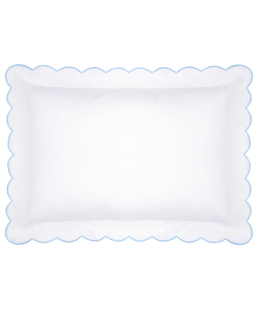 Annabelle Scalloped Pillowcase, Powder Blue, Cut Out