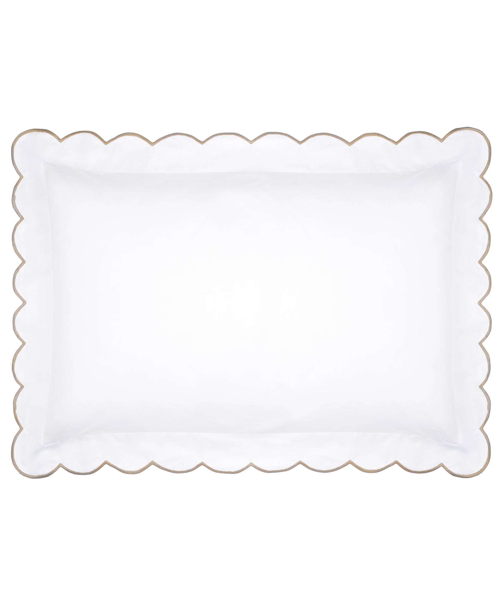 Pair of Annabelle Scalloped Pillowcases, Taupe, Cut Out