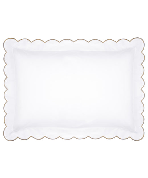 Pair of Annabelle Scalloped Pillowcases, Taupe, Cut Out