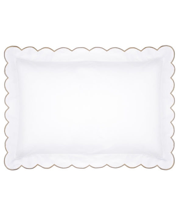 Pair of Annabelle Scalloped Pillowcases, Taupe, Cut Out