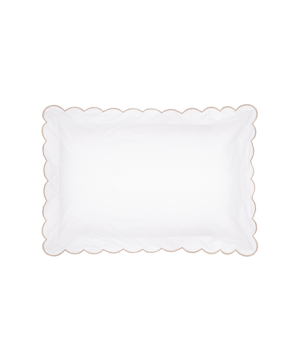 Pair of Annabelle Scalloped Pillowcases, Taupe, Cut Out